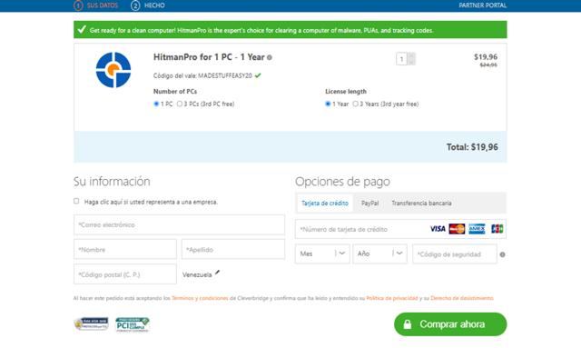 HitmanPro checkout page showing HitmanPro coupon code box | Screenshot taken by SimplyCodes community member on May 18, 2025