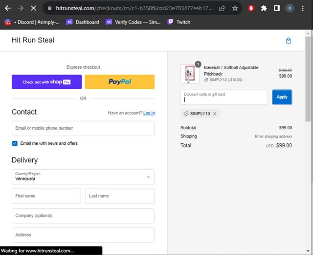 Hit Run Steal checkout page showing Hit Run Steal promo code box | Screenshot taken by SimplyCodes community member on Nov 8, 2023
