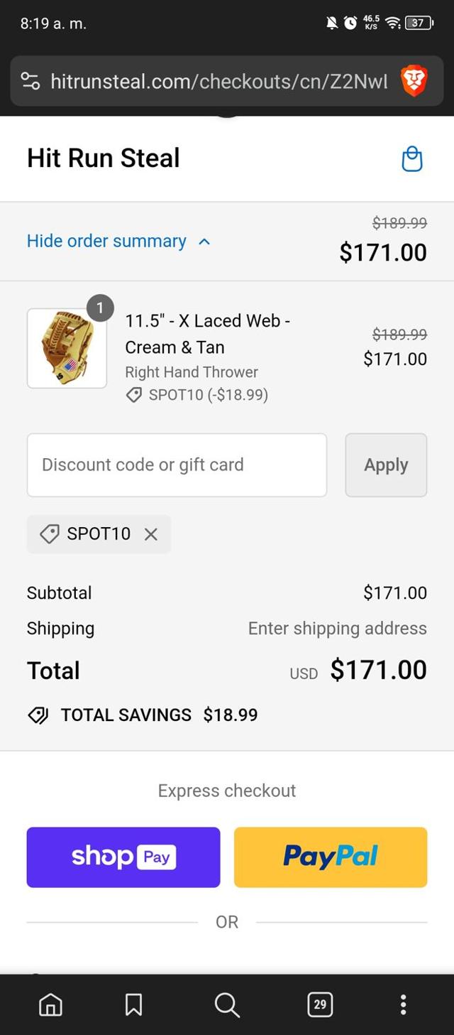 Hit Run Steal checkout page showing Hit Run Steal promo code box | Screenshot taken by SimplyCodes community member on Aug 21, 2024