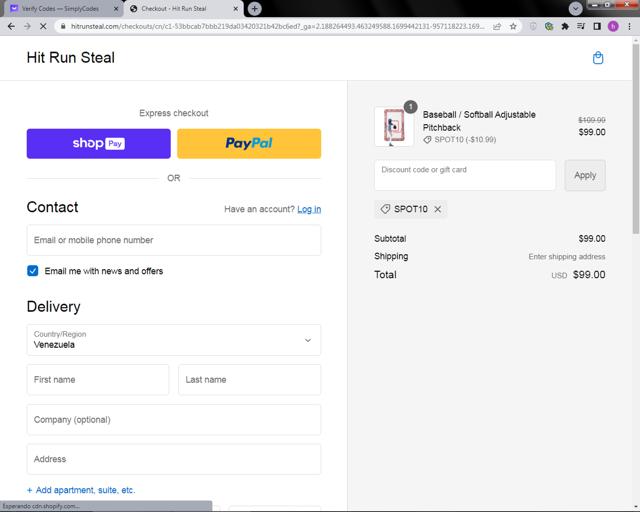 Hit Run Steal checkout page showing Hit Run Steal promo code box | Screenshot taken by SimplyCodes community member on Nov 8, 2023