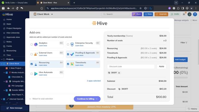 Hive checkout page showing Hive promo code box | Screenshot taken by SimplyCodes community member on Aug 6, 2025