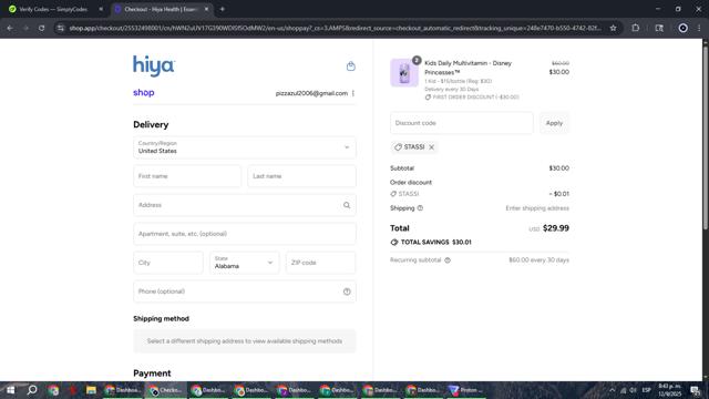 Hiya Health checkout page showing Hiya Health discount code box | Screenshot taken by SimplyCodes community member on Sep 13, 2025