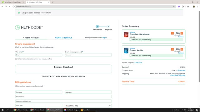 HLTH Code checkout page showing HLTH Code promo code box | Screenshot taken by SimplyCodes community member on Jul 19, 2025
