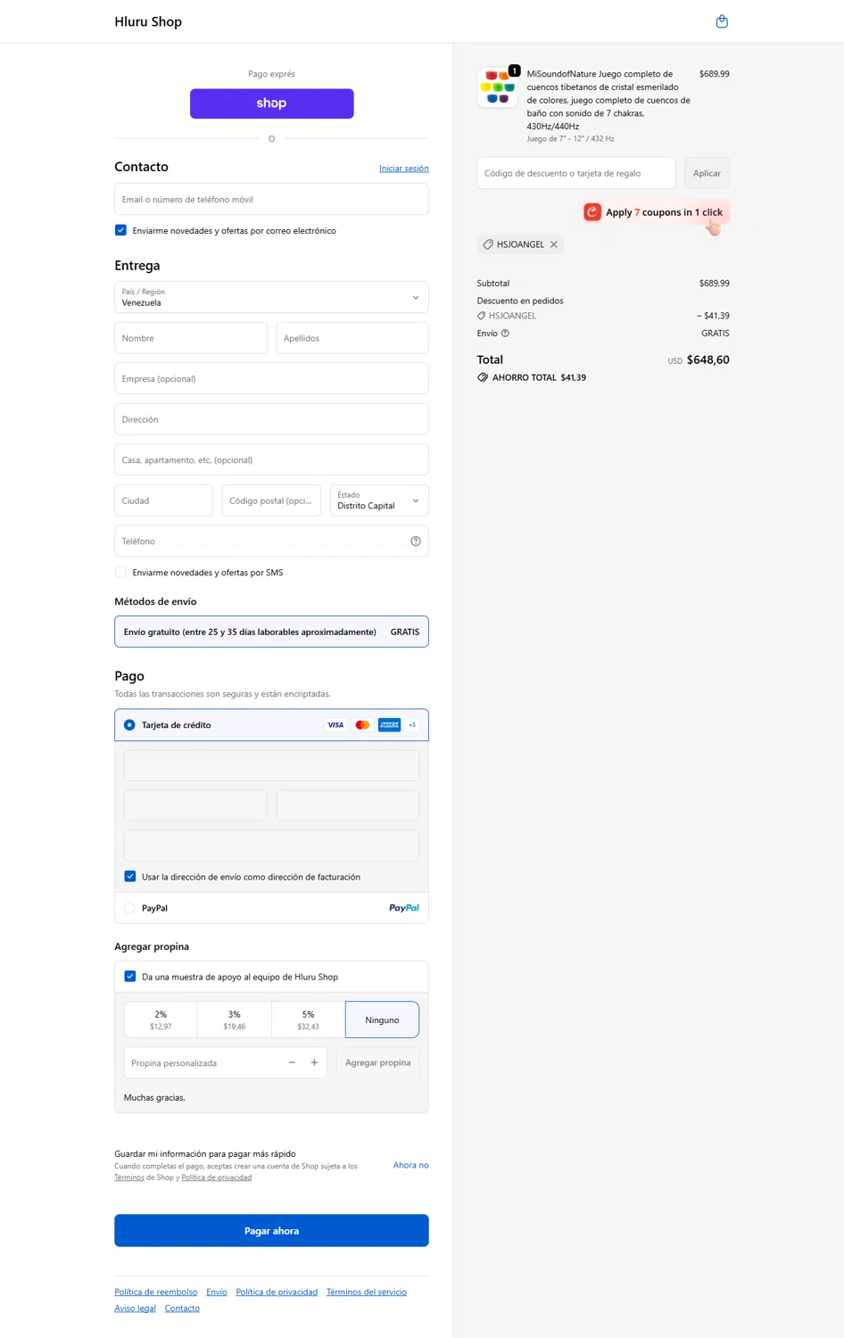 Hluru Shop promo code screenshot showing code HSJOANGEL applied at Hluru Shop checkout page. Uploaded by SimplyCodes community member kanEki12 on Jun 4, 2026
