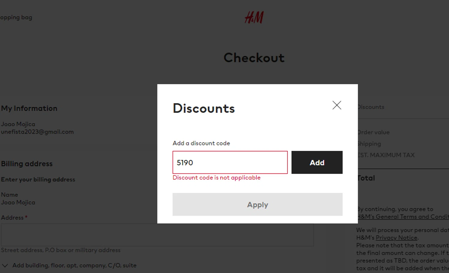 Promo code hotsell h&m us