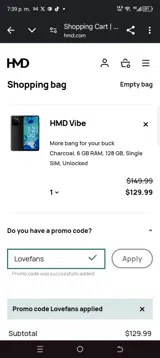 Lovefans coupon verification screenshot