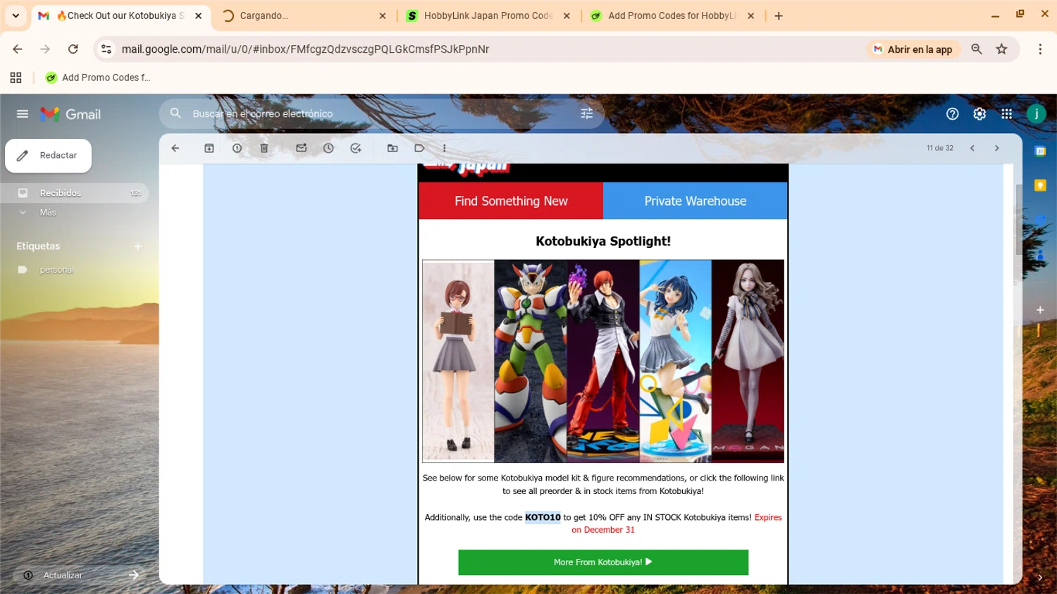 HobbyLink Japan discount code screenshot showing code KOTO10 applied at HobbyLink Japan checkout page. Uploaded by SimplyCodes community member yennifergonzalez on Dec 20, 2025