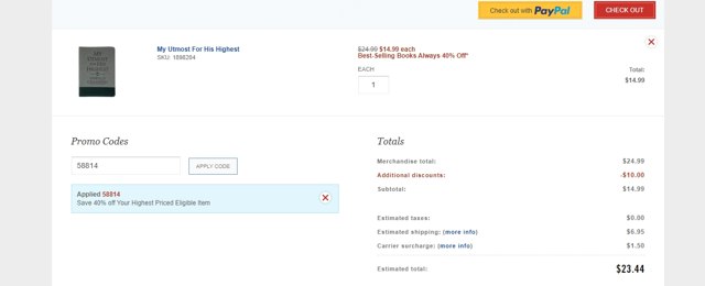 Hobby Lobby checkout page showing Hobby Lobby coupon code box | Screenshot taken by SimplyCodes community member on Apr 12, 2021