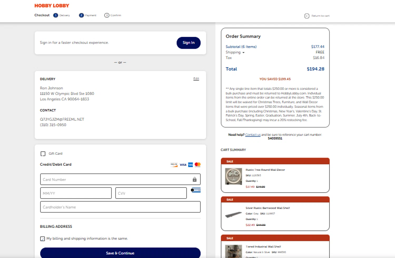 Hobby Lobby coupon code screenshot showing code top10 applied at Hobby Lobby checkout page. Uploaded by SimplyCodes community member SimplyCVerlie on Feb 28, 2025