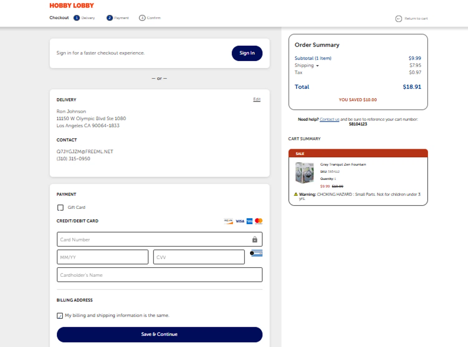 Hobby Lobby coupon code screenshot showing code JOIN applied at Hobby Lobby checkout page. Uploaded by SimplyCodes community member SimplyCVerlie on Jun 10, 2025