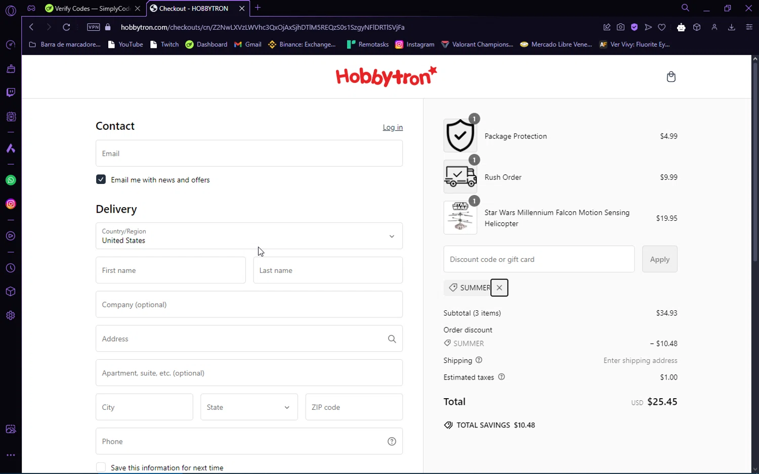 where to use HobbyTron promo code box