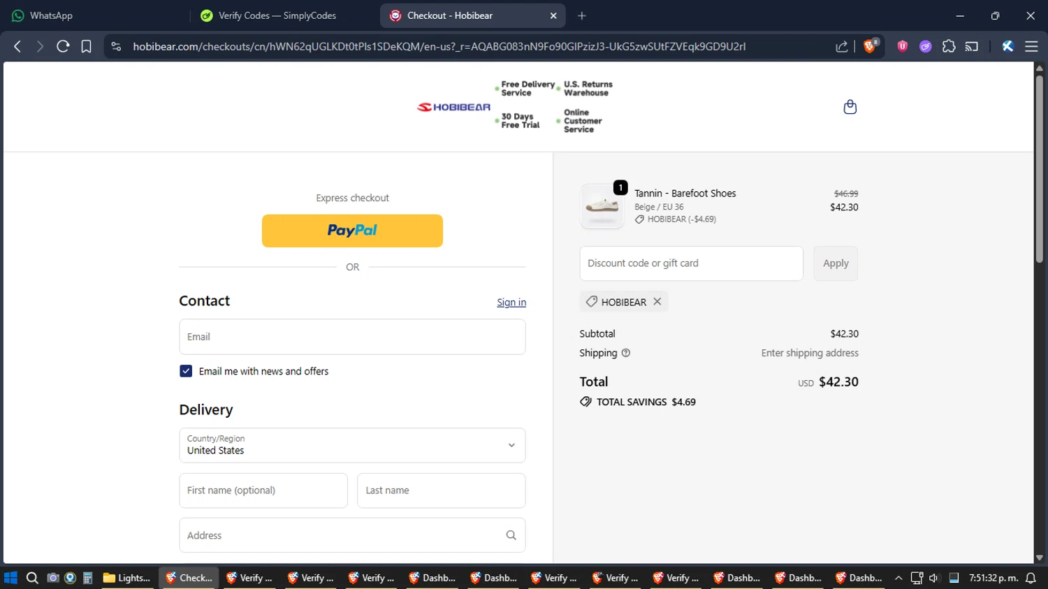 Hobibear discount code screenshot showing code HOBIBEAR applied at Hobibear checkout page. Uploaded by SimplyCodes community member SimplyGOAT on Dec 23, 2025