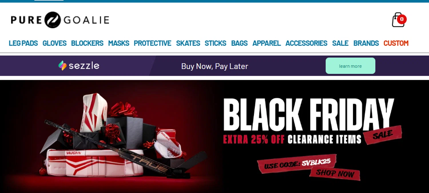 Hockey Giant promo code screenshot showing code SVBLK25 applied at Hockey Giant checkout page. Uploaded by SimplyCodes community member diacelysduartesuarez on Nov 27, 2025