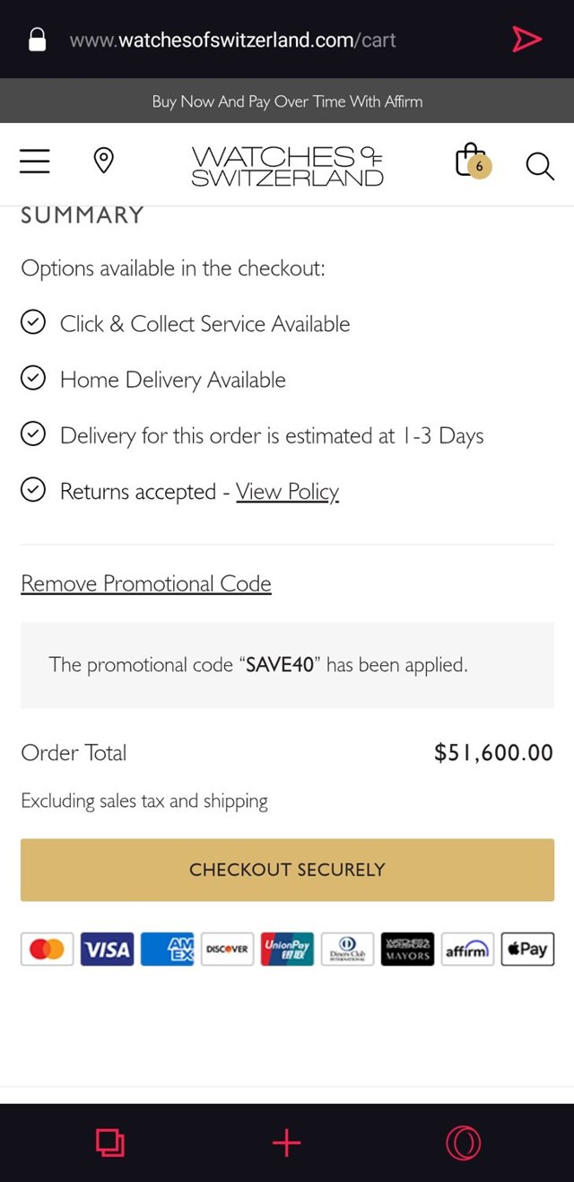 Hodinkee Shop checkout page showing Hodinkee Shop discount code box | Screenshot taken by SimplyCodes community member on Jan 24, 2025