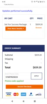 STARTNOW20 coupon verification screenshot