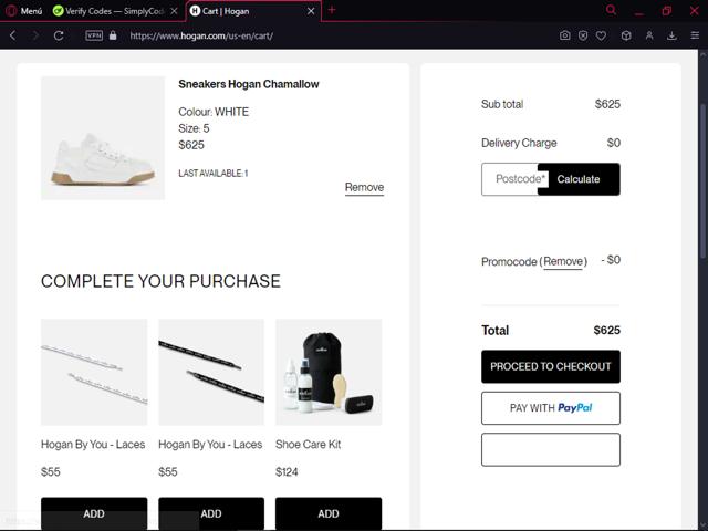 Hogan US checkout page showing Hogan US promo code box | Screenshot taken by SimplyCodes community member on Oct 2, 2024