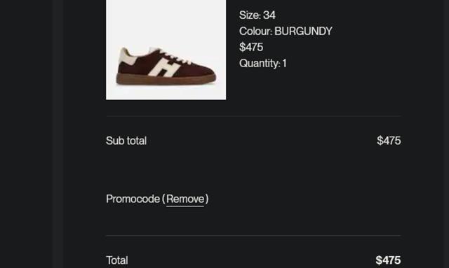 Hogan US checkout page showing Hogan US promo code box | Screenshot taken by SimplyCodes community member on Sep 23, 2025
