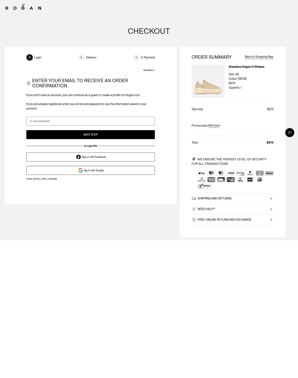Hogan US promo code screenshot showing code WELCOME applied at Hogan US checkout page. Uploaded by SimplyCodes community member Serdanvz on Aug 25, 2025