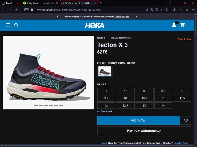 HOKA checkout page showing HOKA coupon code box | Screenshot taken by SimplyCodes community member on Aug 27, 2024