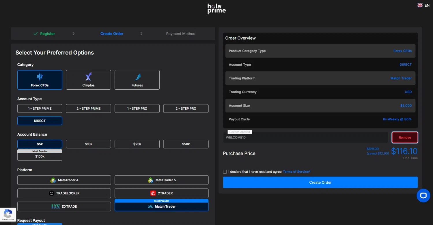 Hola Prime promo code screenshot showing code WELCOME10 applied at Hola Prime checkout page. Uploaded by SimplyCodes community member vctr7w7x on Nov 14, 2025