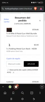 WELCOMERACK coupon verification screenshot