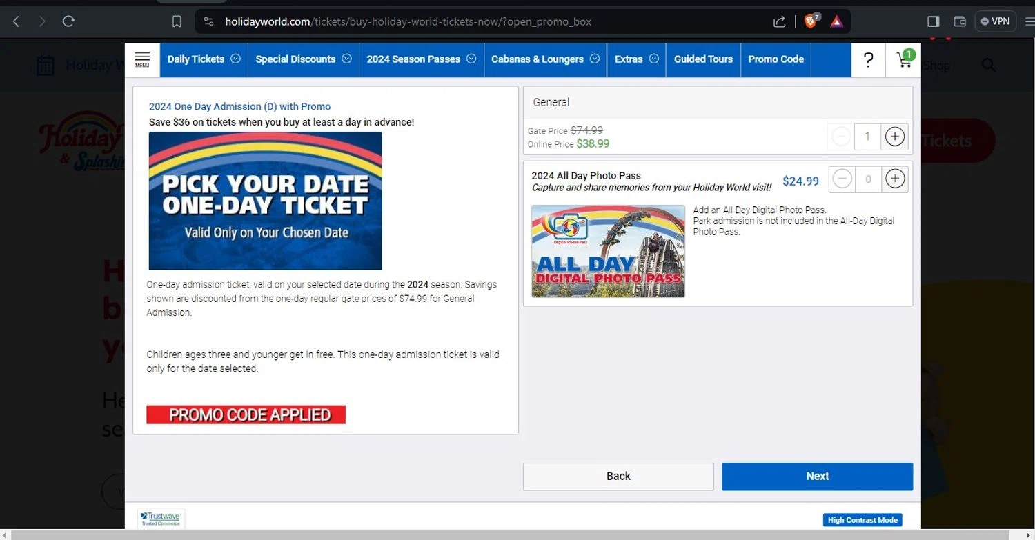 how to use Holiday World coupons