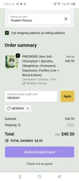 Holistic Energy Flow coupon verification screenshot