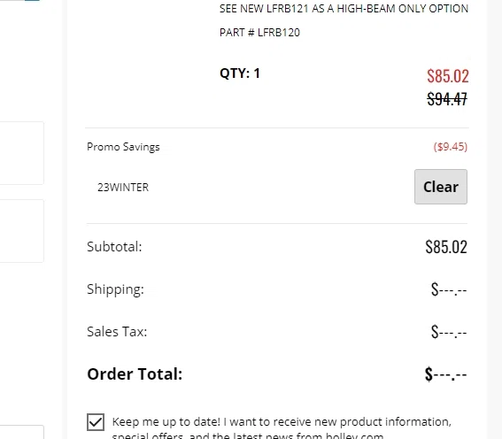 where to use Holley promo code box