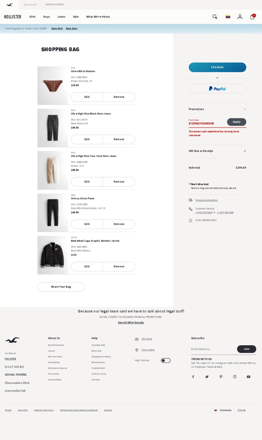 hollisterco free shipping