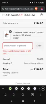 OUTLETGIN coupon verification screenshot