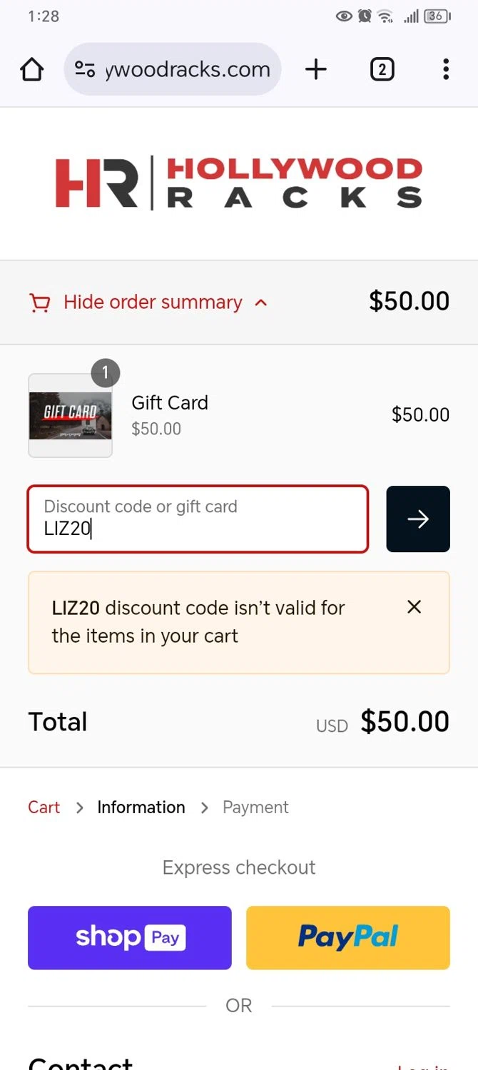 where to use Hollywoodracks.com promo code box