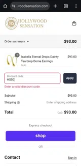 HS50 coupon verification screenshot
