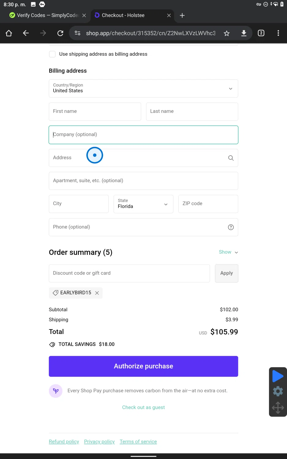 where to use Holstee promo code box