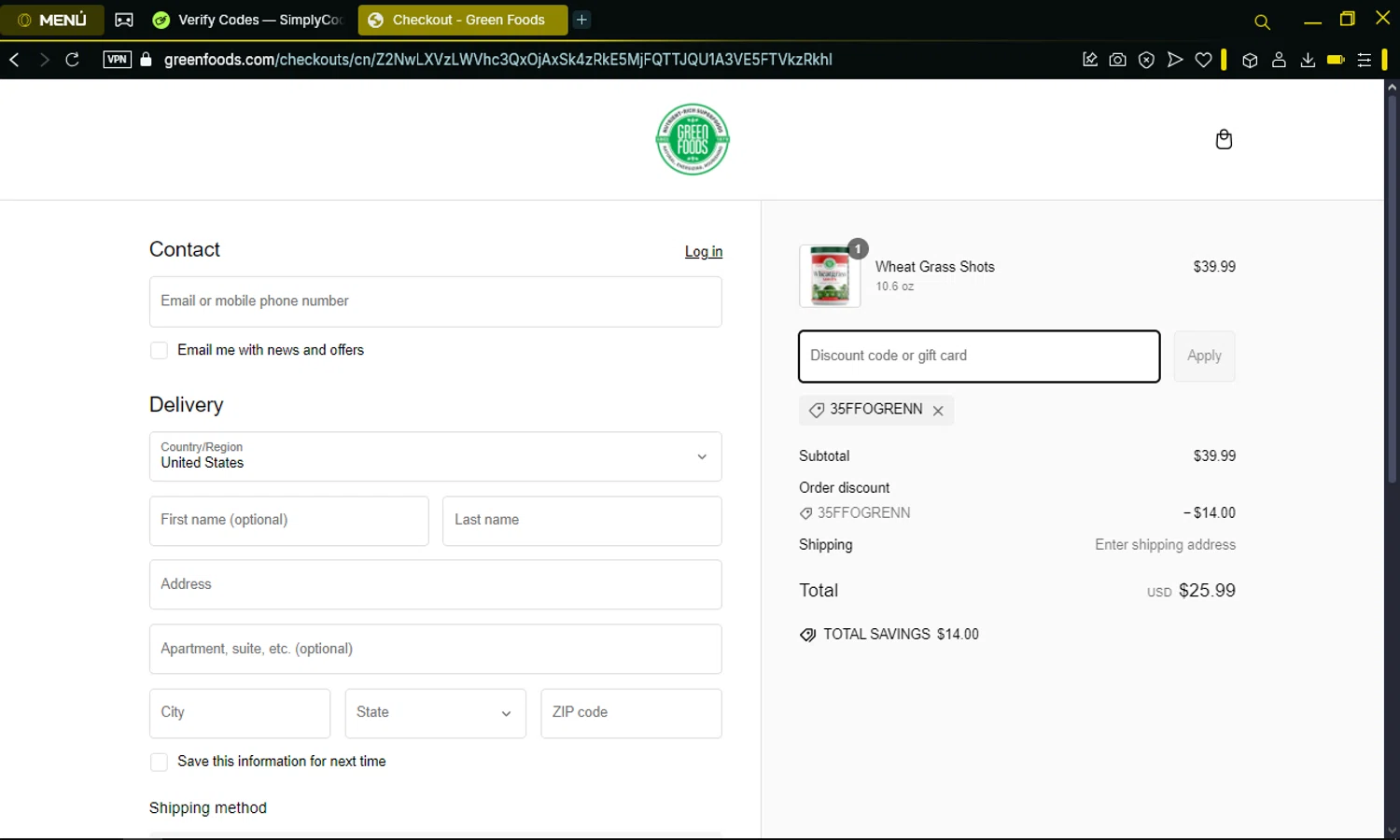 HolStrength discount code screenshot showing code SIMPLYIVEE applied at HolStrength checkout page. Uploaded by SimplyCodes community member omarelpollo on Feb 27, 2025