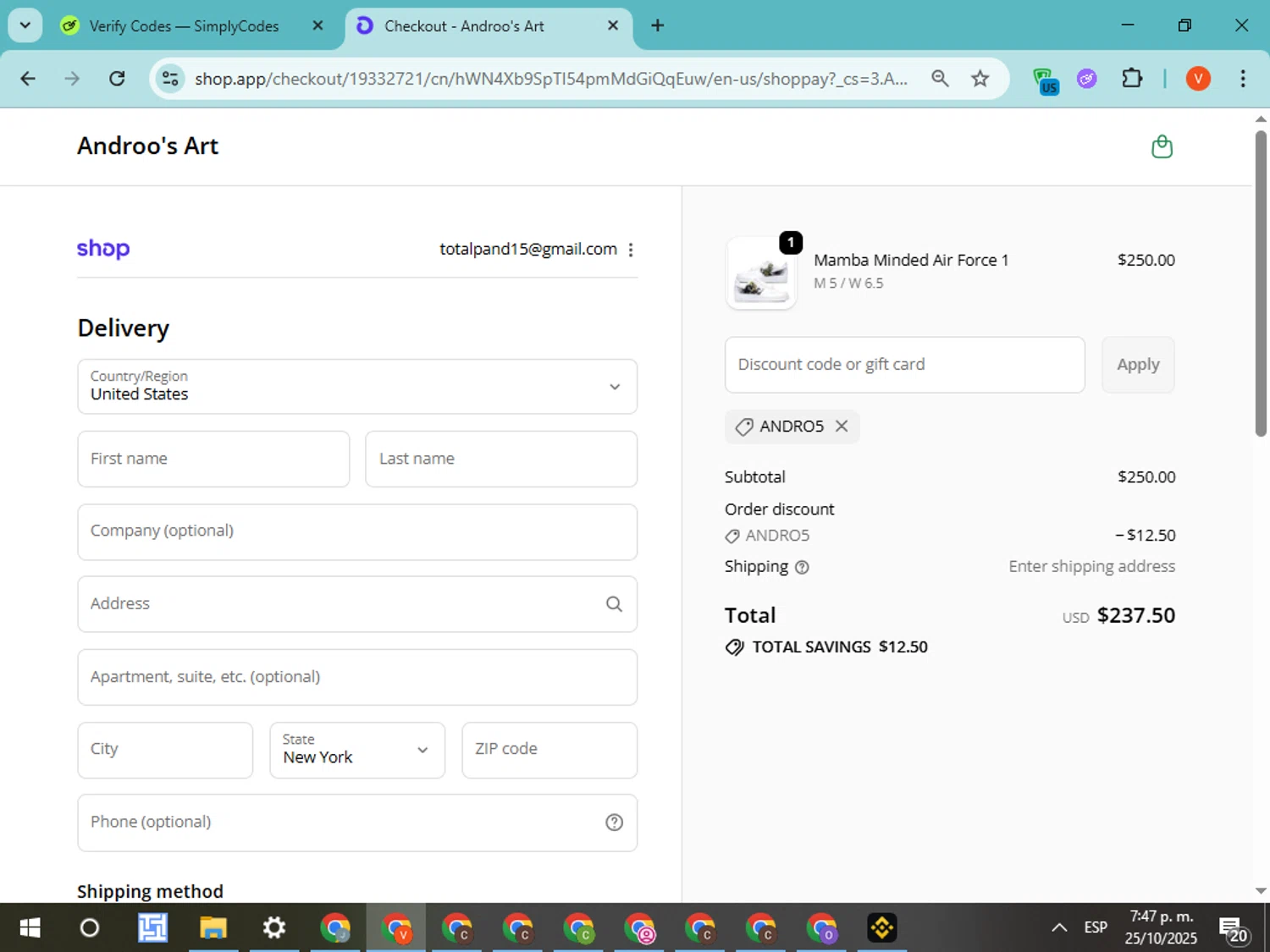 HolStrength discount code screenshot showing code ALPHA10 applied at HolStrength checkout page. Uploaded by SimplyCodes community member VictorL on Oct 25, 2025