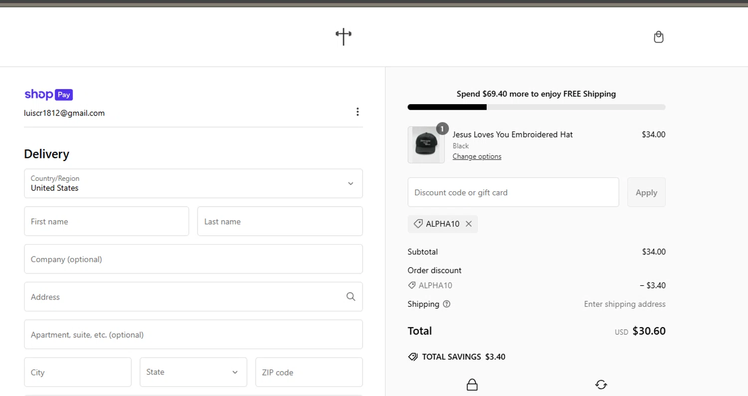 HolStrength discount code screenshot showing code ALPHA10 applied at HolStrength checkout page. Uploaded by SimplyCodes community member RoyalHunter7313 on Mar 3, 2025