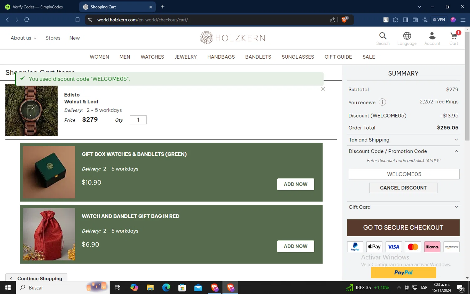where to use Holzkern promo code box
