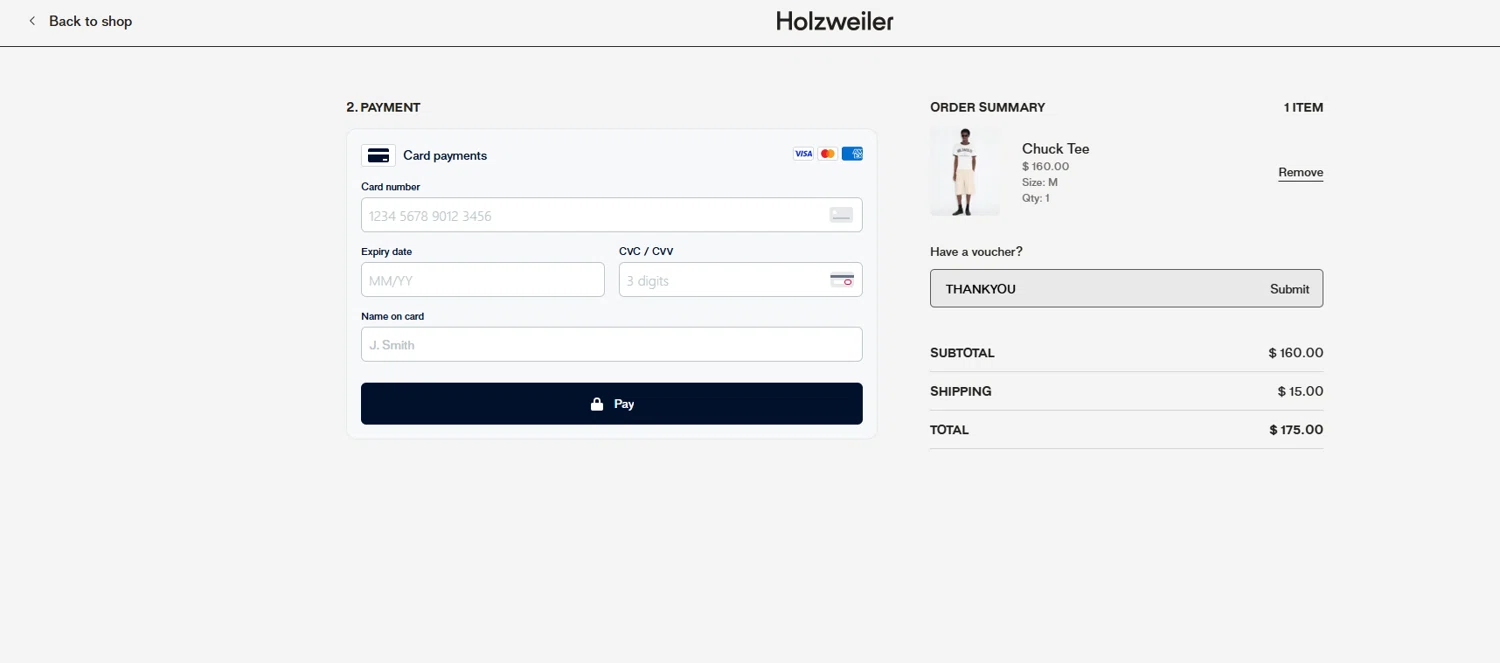 Holzweiler discount code screenshot showing code THANKYOU applied at Holzweiler checkout page. Uploaded by SimplyCodes community member D_9278 on Mar 19, 2025