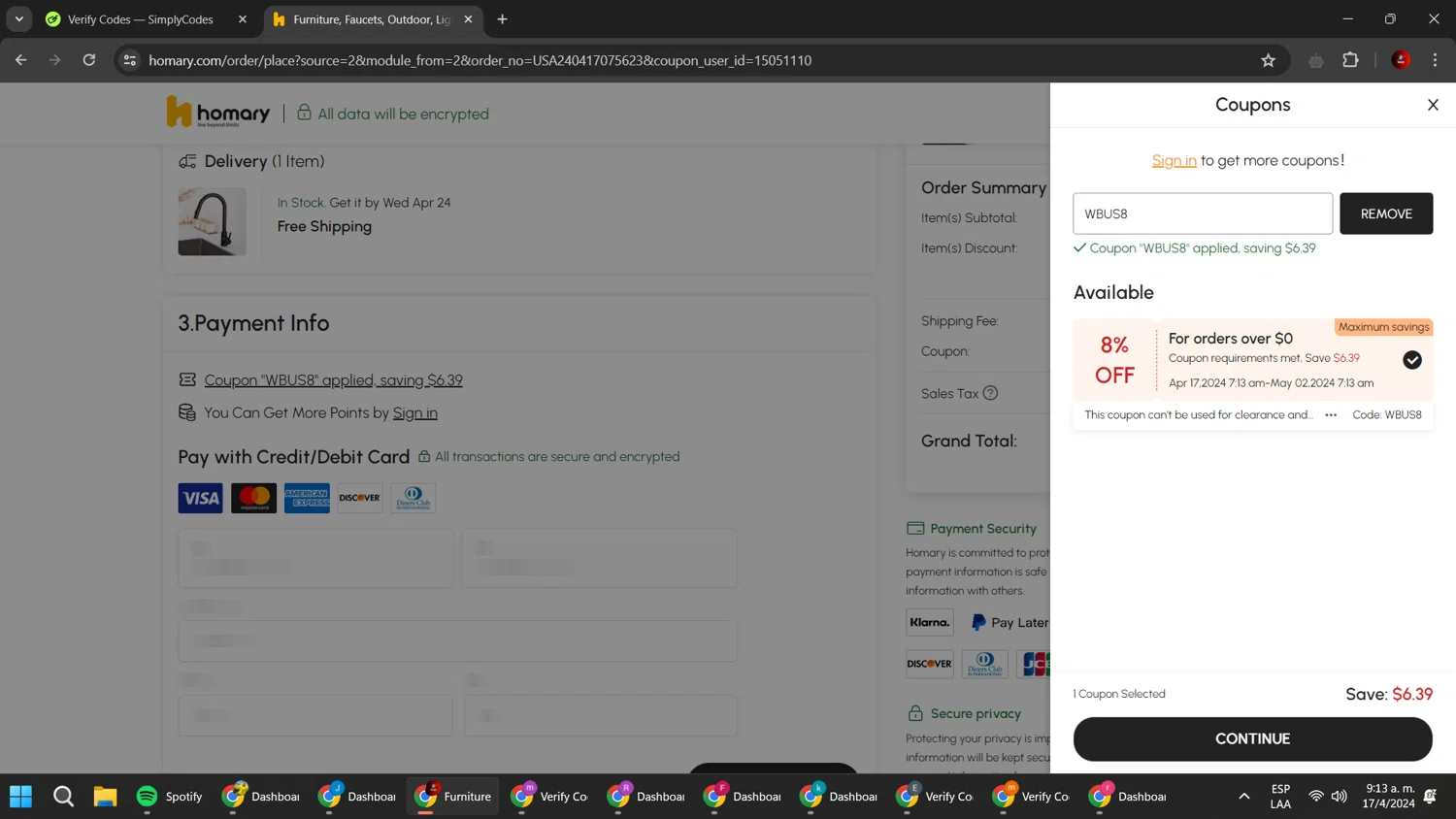 where to use Homary promo code box
