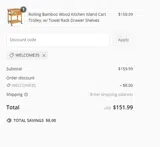 WELCOME35 coupon verification screenshot