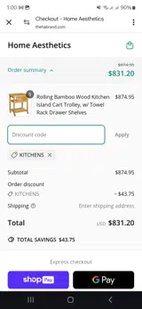 Kitchen5 coupon verification screenshot
