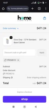 Promo10 coupon verification screenshot