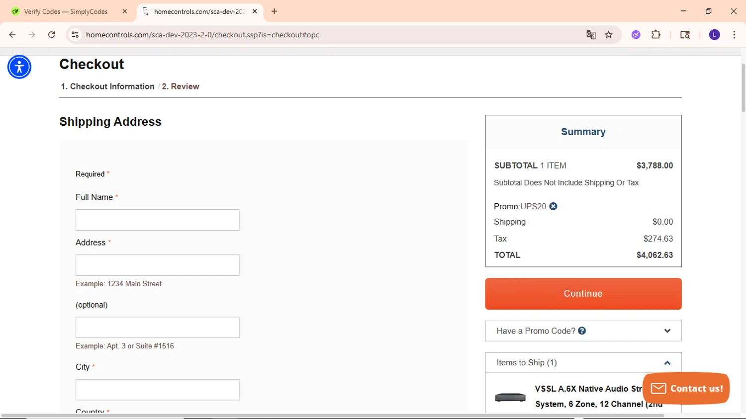 Home Controls promo code screenshot showing code UPS20 applied at Home Controls checkout page. Uploaded by SimplyCodes community member EpicWarden3081 on Sep 20, 2025