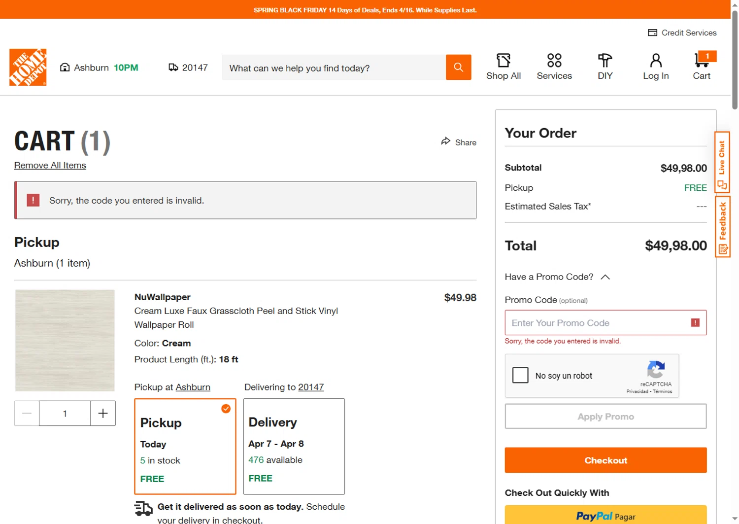 Home Depot promo code screenshot showing code REFRESH15 applied at Home Depot checkout page. Uploaded by SimplyCodes community member Leannysv7lla on Apr 3, 2025