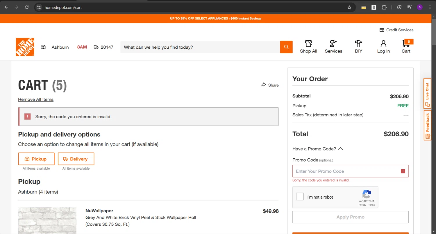 Home Depot promo code screenshot showing code REFRESH15 applied at Home Depot checkout page. Uploaded by SimplyCodes community member ThriftyWhiz1375 on Jan 26, 2025