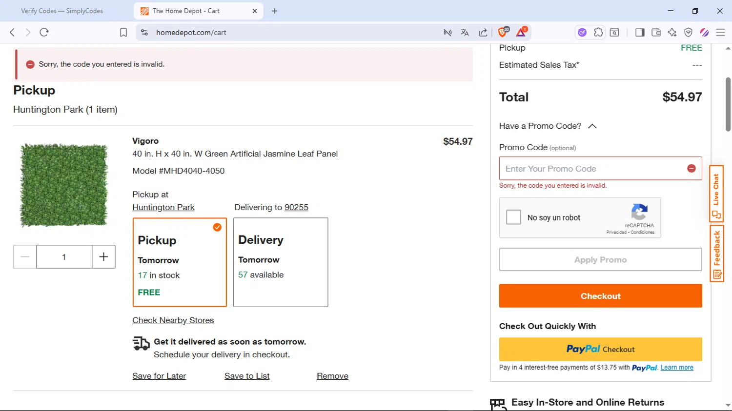 Home Depot promo code screenshot showing code BEDROOM10 applied at Home Depot checkout page. Uploaded by SimplyCodes community member jamesscott on Aug 24, 2025