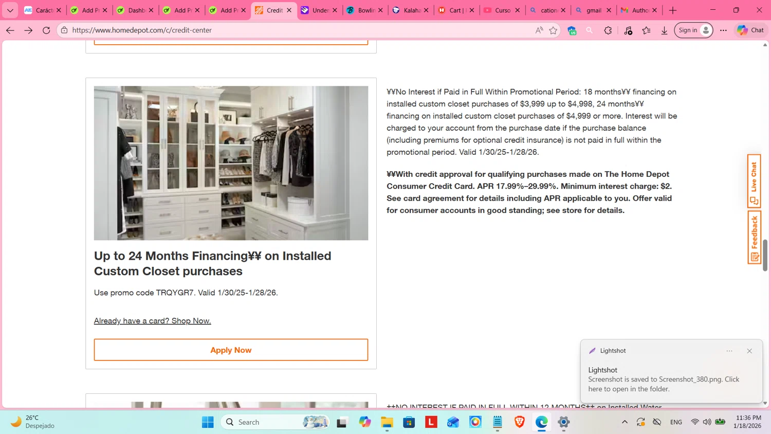 Home Depot promo code screenshot showing code TRQYGR7 applied at Home Depot checkout page. Uploaded by SimplyCodes community member cosita on Jan 19, 2026