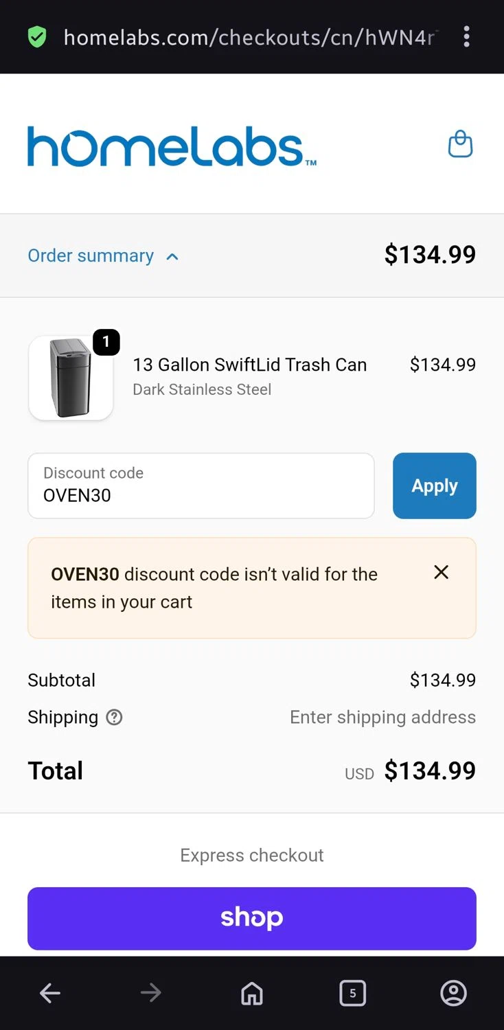 Home Labs discount code screenshot showing code OVEN30 applied at Home Labs checkout page. Uploaded by SimplyCodes community member Charly2607 on Nov 3, 2025