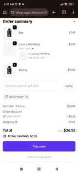 SABRYINSP coupon verification screenshot