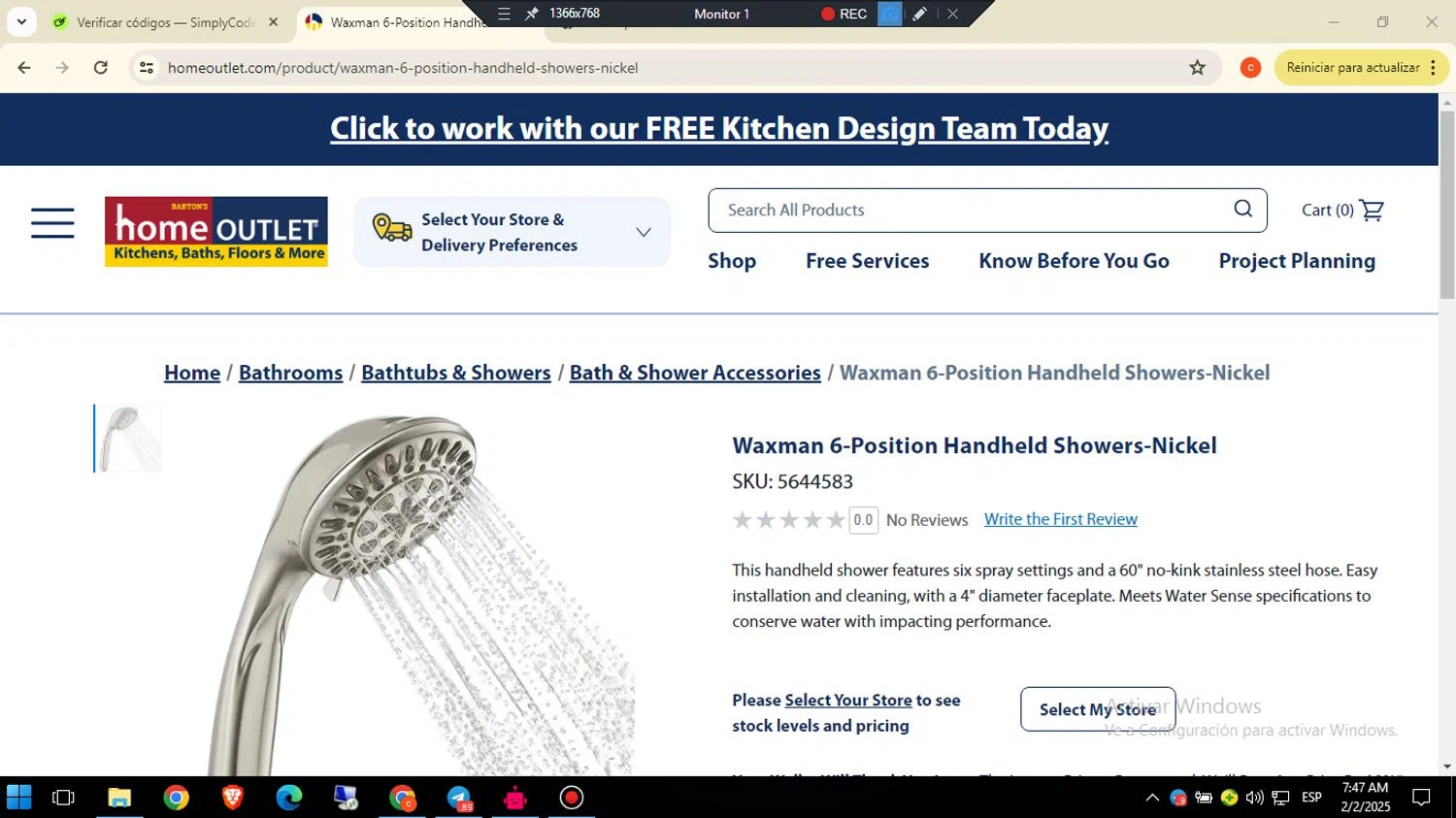Home Outlet coupon code screenshot showing code DWRP4MH15 applied at Home Outlet checkout page. Uploaded by SimplyCodes community member ExtraordinaryChaser3203 on Feb 2, 2025